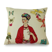 Load image into Gallery viewer, Frida Tan Throw Pillow Coverm, front