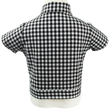 Load image into Gallery viewer, Girl&#39;s Black and White Gingham Knot Top, back 