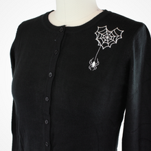 Load image into Gallery viewer, Long Sleeve Black Spiderweb Cardigan Sweater