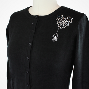 Long Sleeve Black Spiderweb Cardigan Sweater