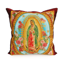 Load image into Gallery viewer, Mexican Virgin Mary Guadalupe Pink Roses Throw Pillow