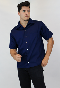 Men's Blue Classic Cars Edition Embroidered Short Sleeve Top