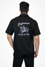 Load image into Gallery viewer, Men&#39;s Black Caferacer Vintage Edition Embroidered Short-Sleeve Top  