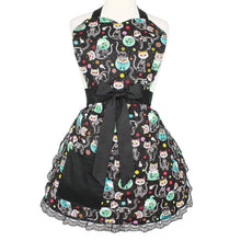 Load image into Gallery viewer, Day of the Dead Kitty Apron on mannequin