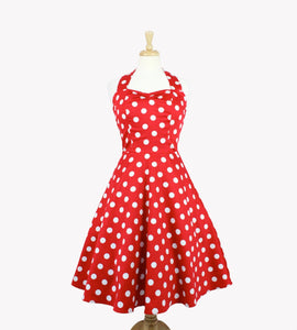 Red and White Polkadots Pinup Dress