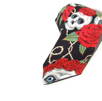 Skulls and Roses Black Tie