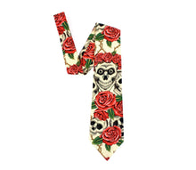 Load image into Gallery viewer, Skulls and Roses Beige Tie