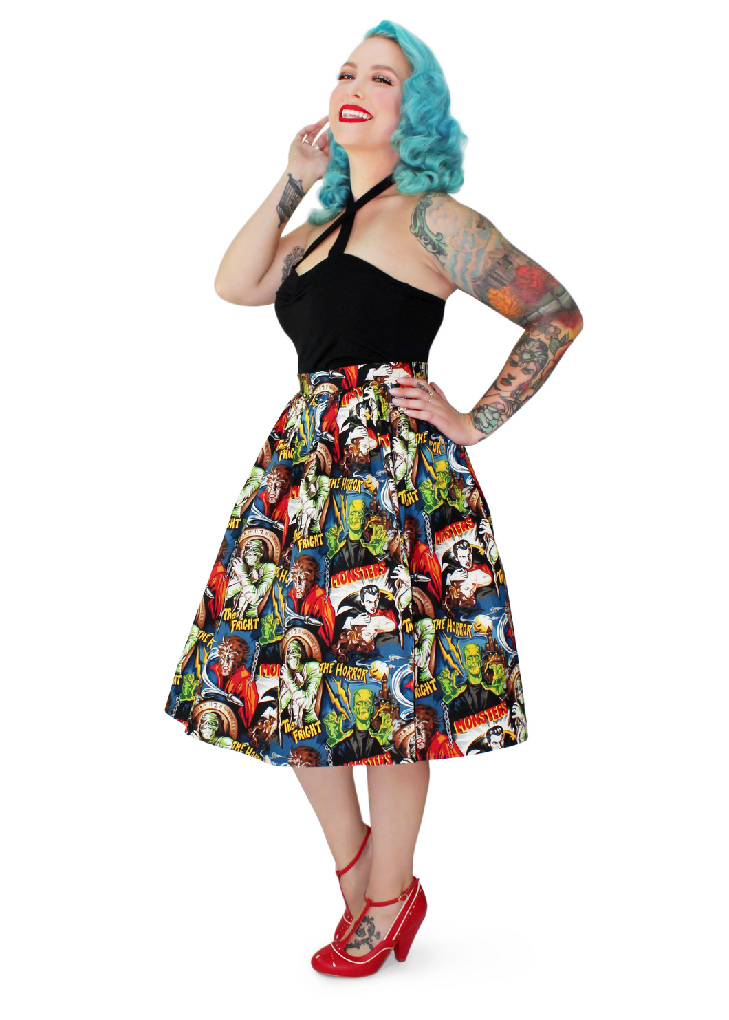 Pleated Circle Skirt - Hollywood Monsters