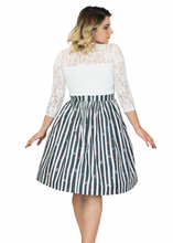 Load image into Gallery viewer, Red Cardinal Striped Pleated Holiday Skirt